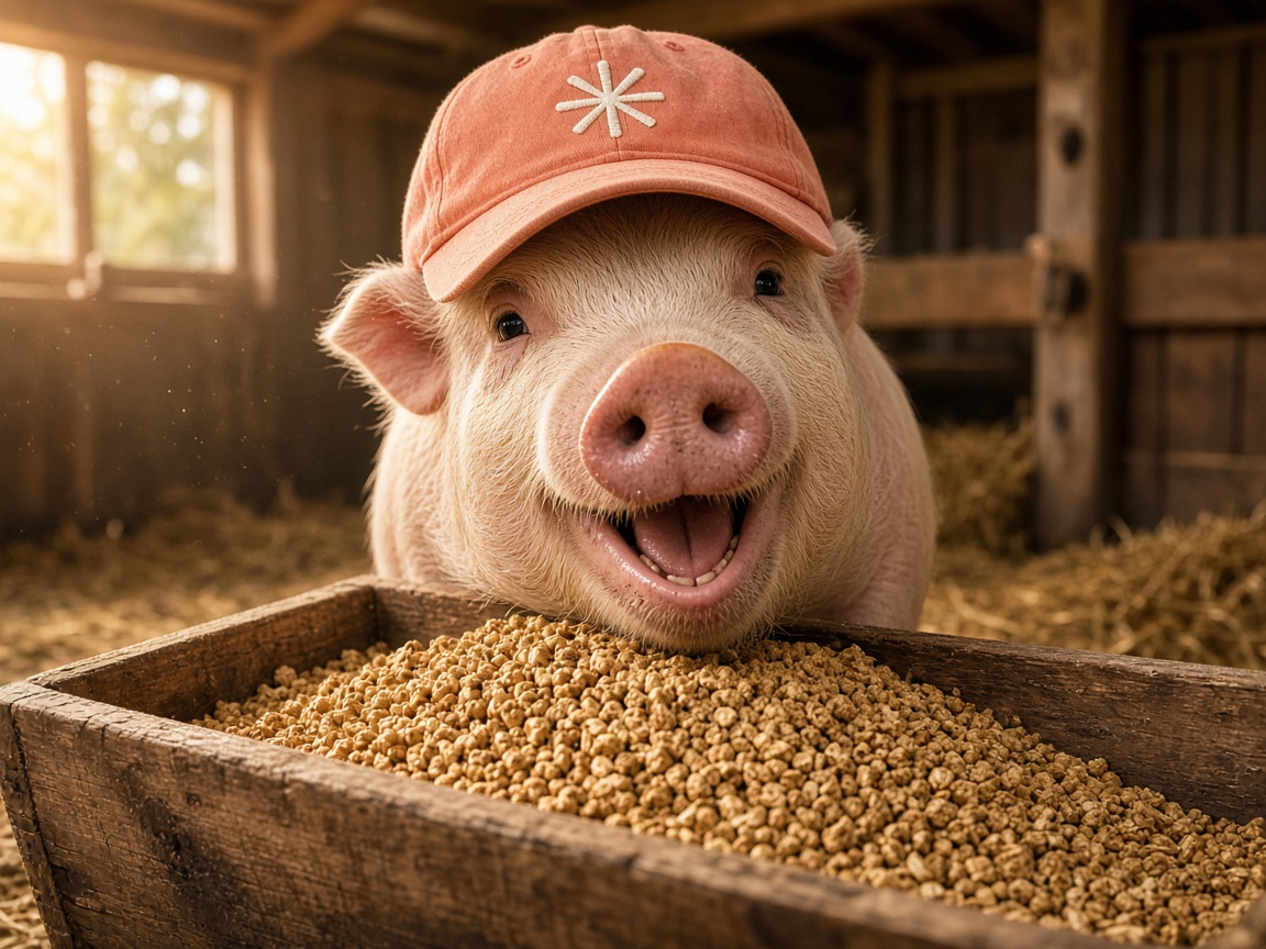 grinning over the trough in the hat